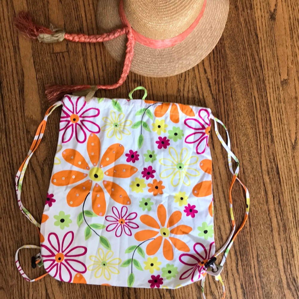 Boho Chic - Y2K - Vintage Victoria’s Secret - Flower Power Cinch Backpack